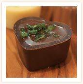 Mint ganache in small heart cups