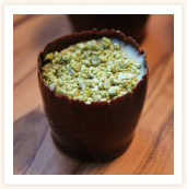 Pistachio ganache in large cup