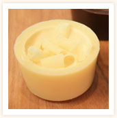 White chocolate ganache in small round cups