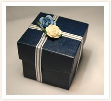 Navy Favour with Roses