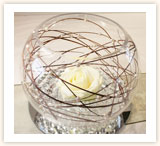 Ball Vase with Rose and Peal Twigs