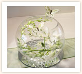 Ball Vase with Orchids and Butterflies